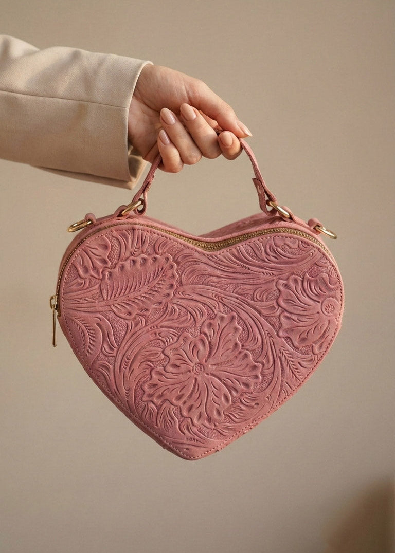Bolsa Corazón Rosa Palo