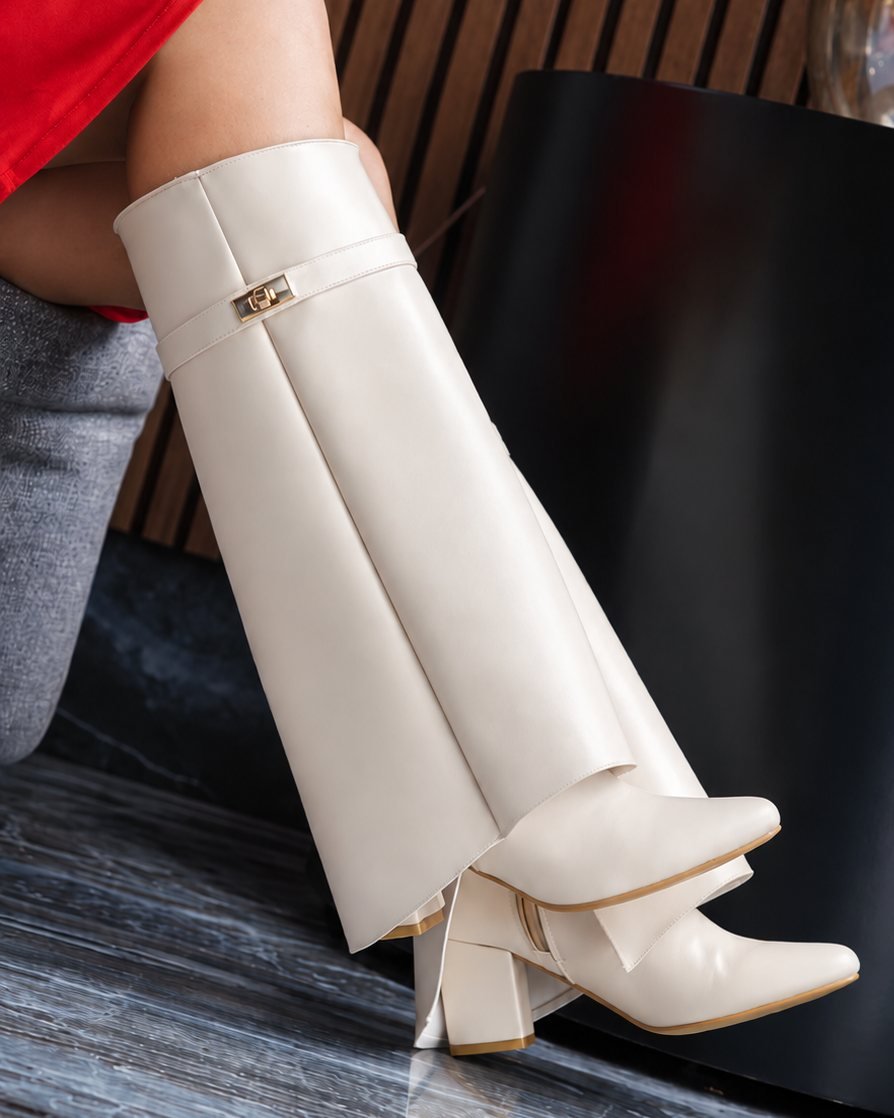 00601 BOTAS CASUALES DE CAPA CON TACÓN Y HERRAJE ELEGANTE
