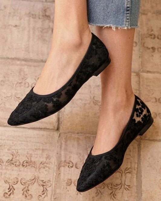 00455 BALERINA CON DISEÑO DE TELA DE FLORES DE PISO COMODAS Y CASUALES