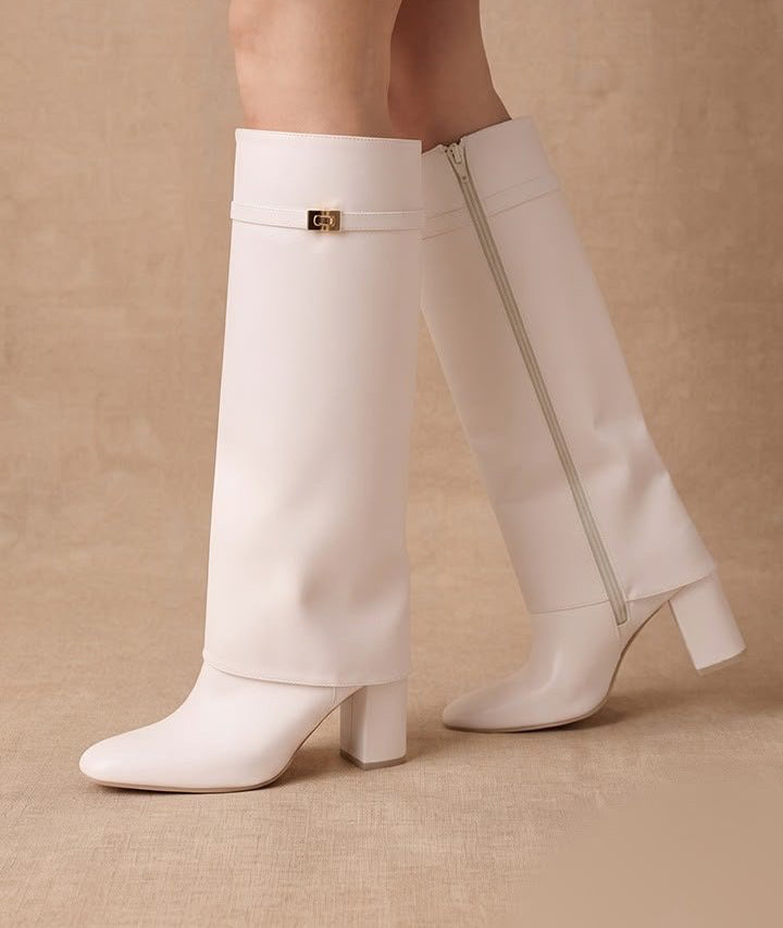 00601 BOTAS CASUALES DE CAPA CON TACÓN Y HERRAJE ELEGANTE