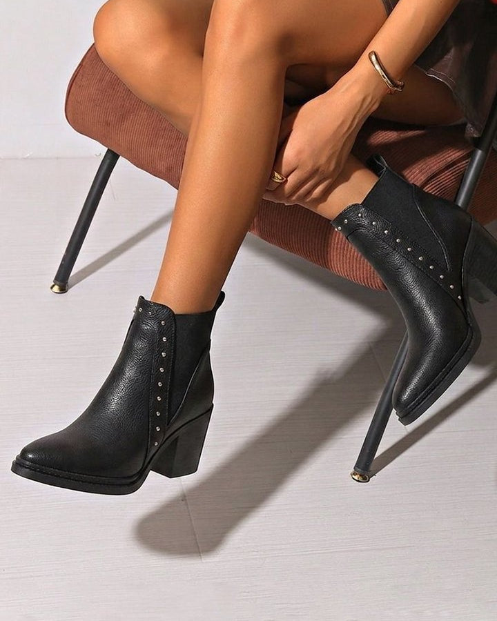 00848 BOTINES ESTILO WESTERN MODERNO CON RESORTE Y DETALLES DE ESTOPEROLES CON PLATAFORMA COMODA