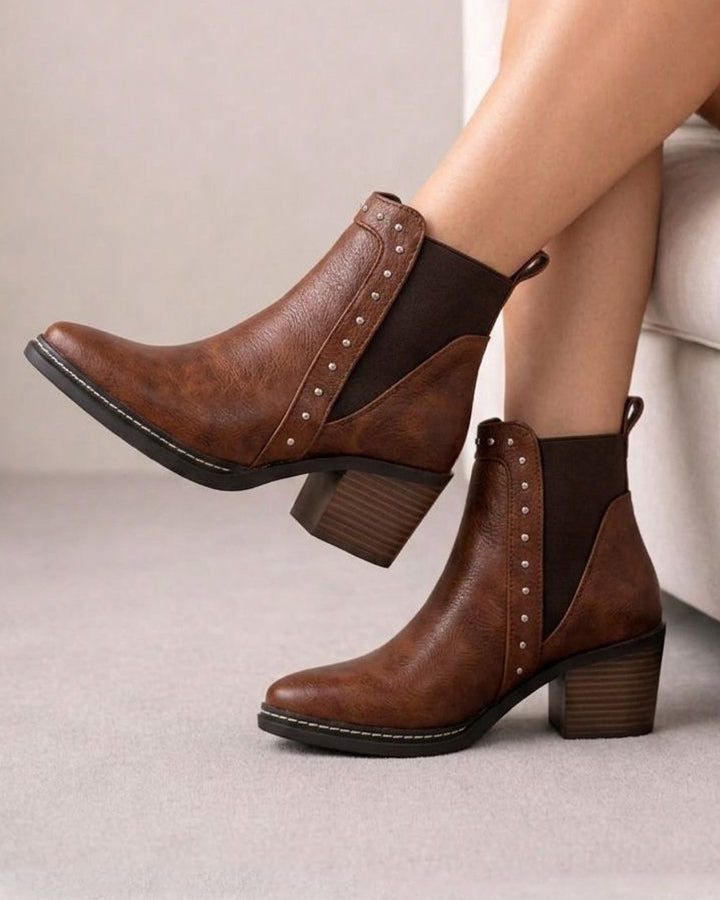 00848 BOTINES ESTILO WESTERN MODERNO CON RESORTE Y DETALLES DE ESTOPEROLES CON PLATAFORMA COMODA