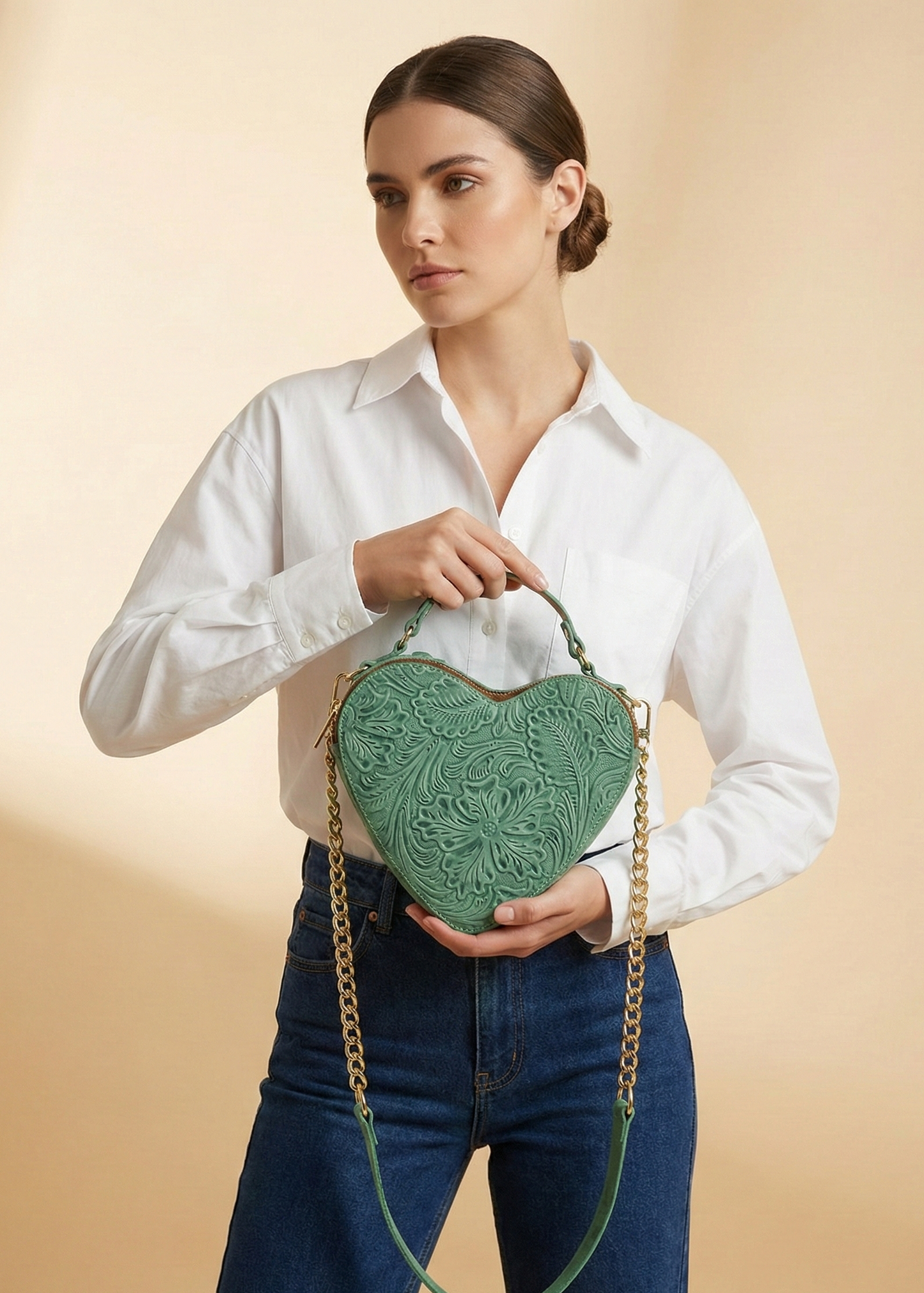 Bolsa Corazón Verde Cadena