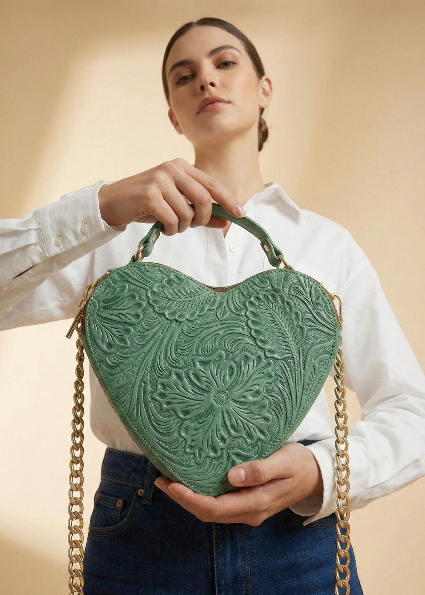 Bolsa Corazón Verde Cadena