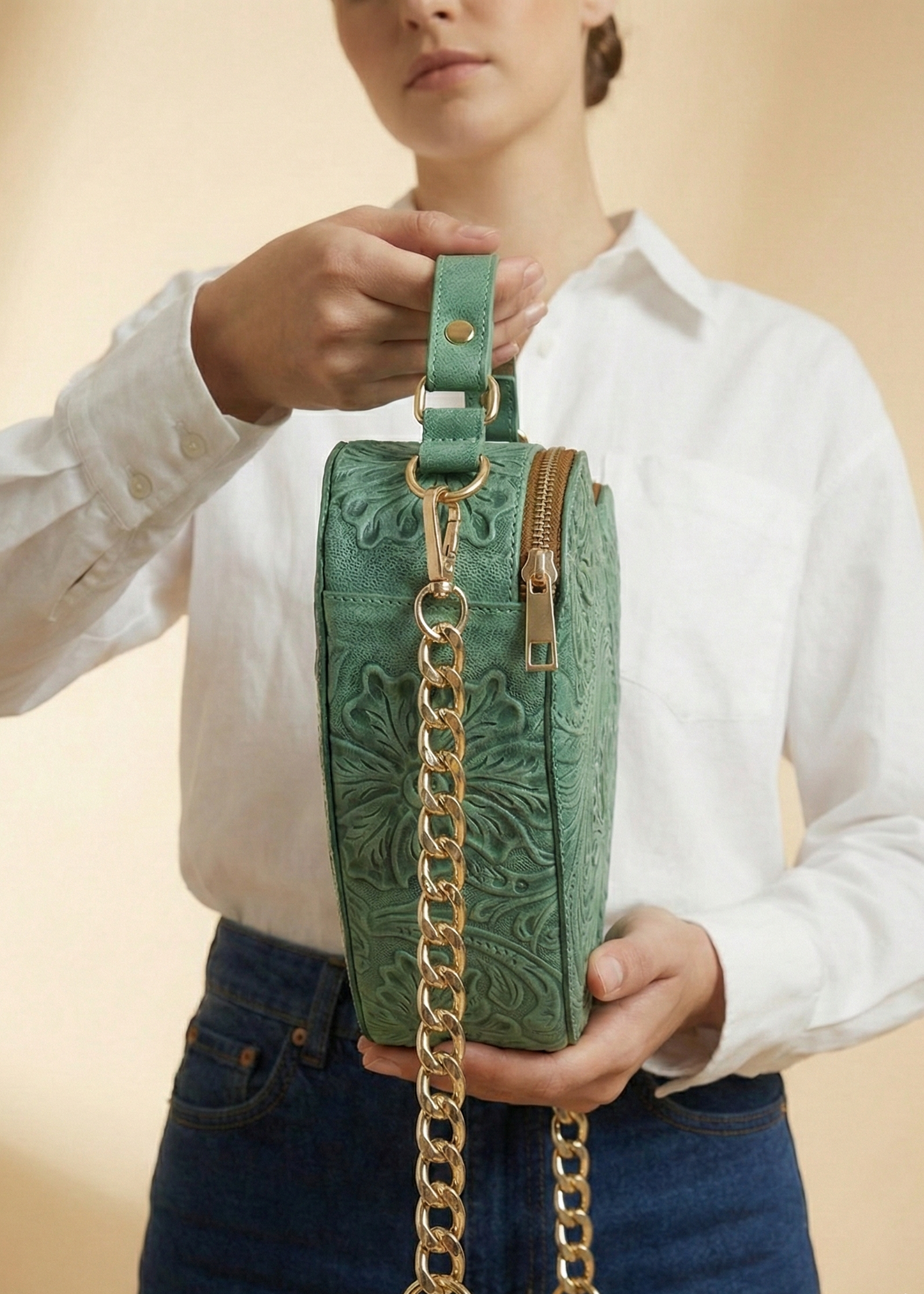 Bolsa Corazón Verde Cadena