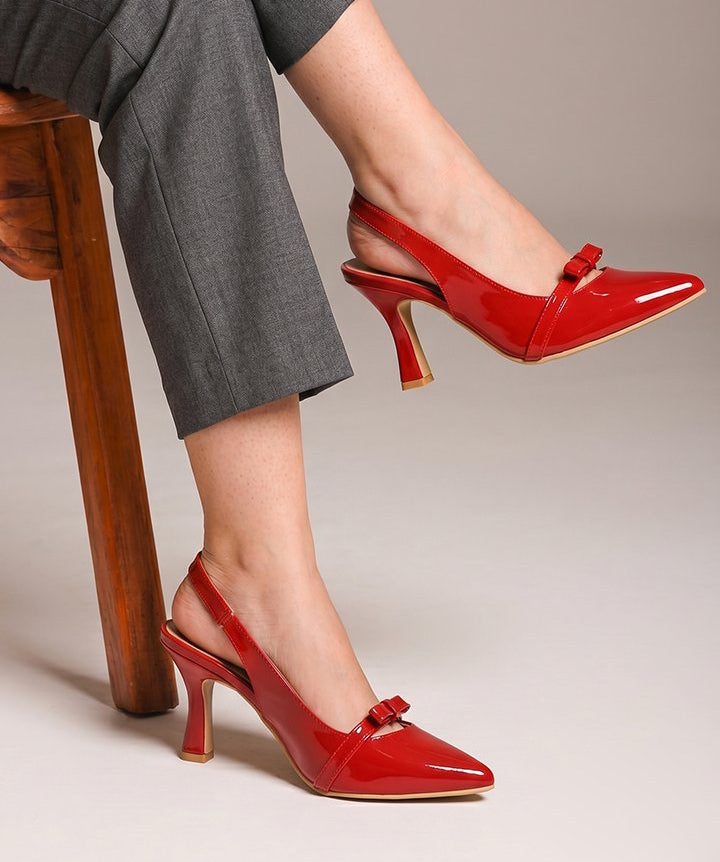 60451 Zapatillas destalonada tipo slingback con moño en el empeine tacón de aguja