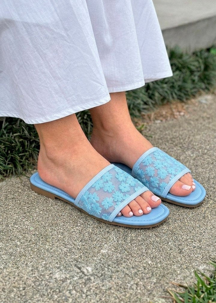 00459 Huarache de tela de flores de piso casuales y cómodas con suela antiderrapante