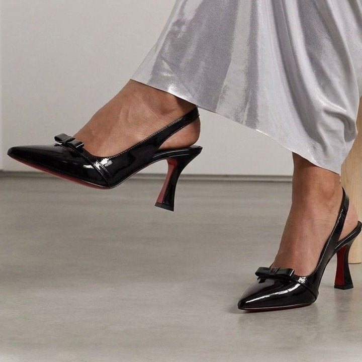 60451 Zapatillas destalonada tipo slingback con moño en el empeine tacón de aguja