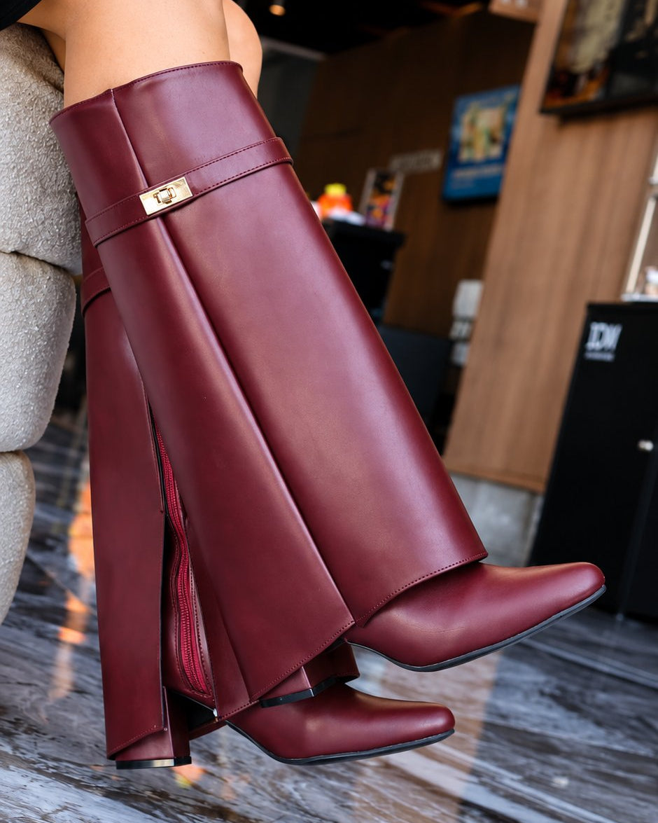 00601 BOTAS CASUALES DE CAPA CON TACÓN Y HERRAJE ELEGANTE
